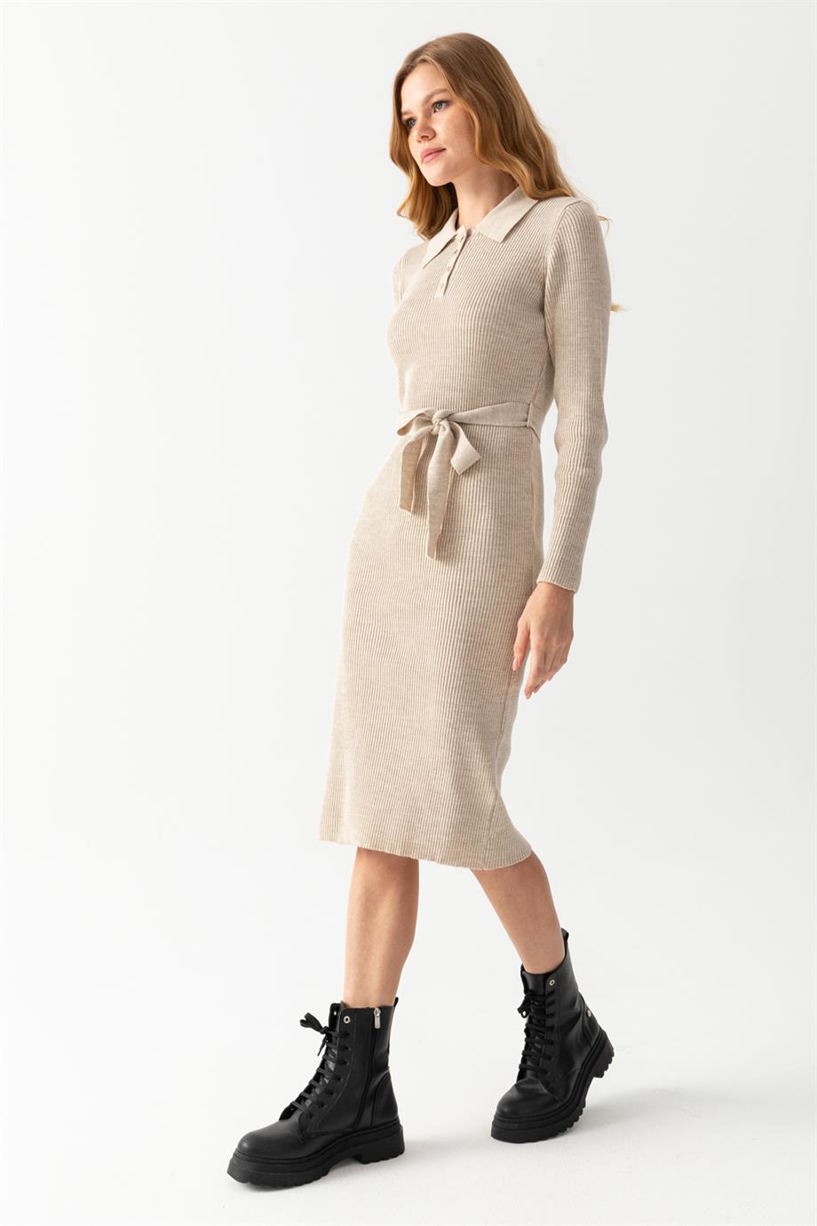 Polo Yaka Fitili Elbise 7080