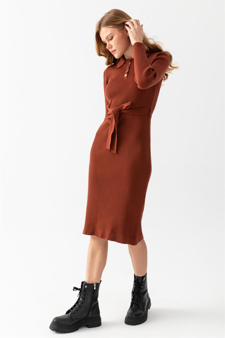 Polo Yaka Fitili Elbise 7080