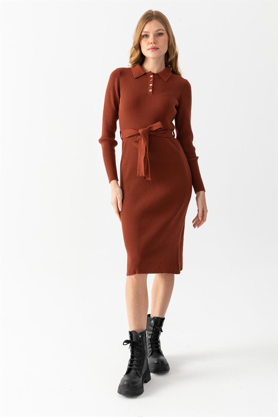 Polo Yaka Fitili Elbise 7080