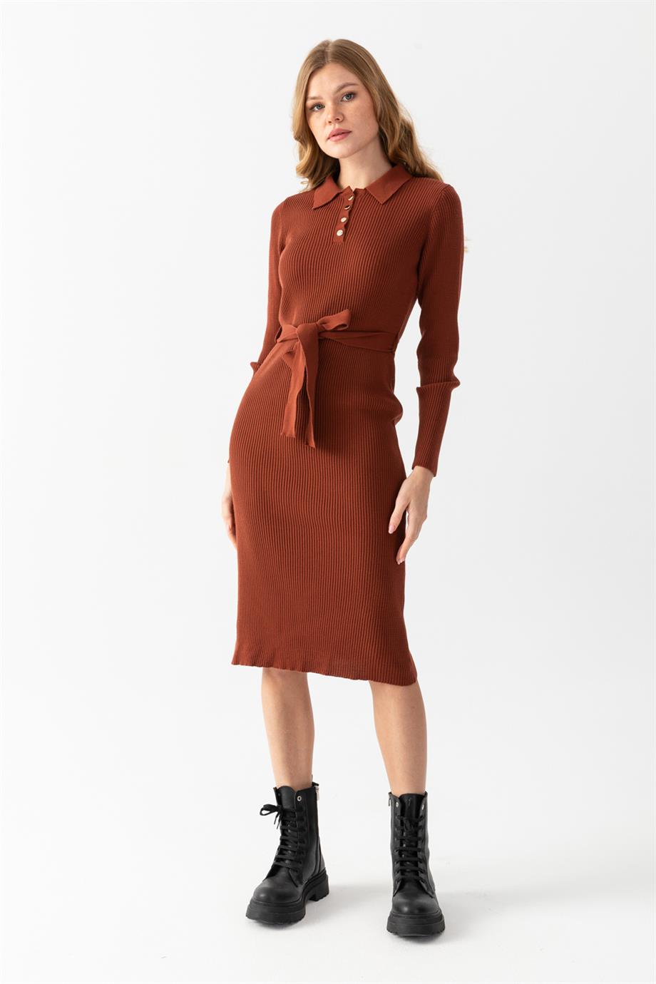 Polo Yaka Fitili Elbise 7080