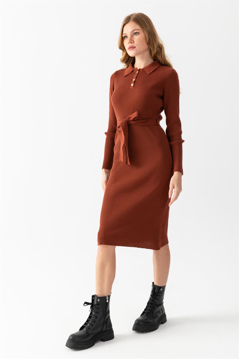 Polo Yaka Fitili Elbise 7080