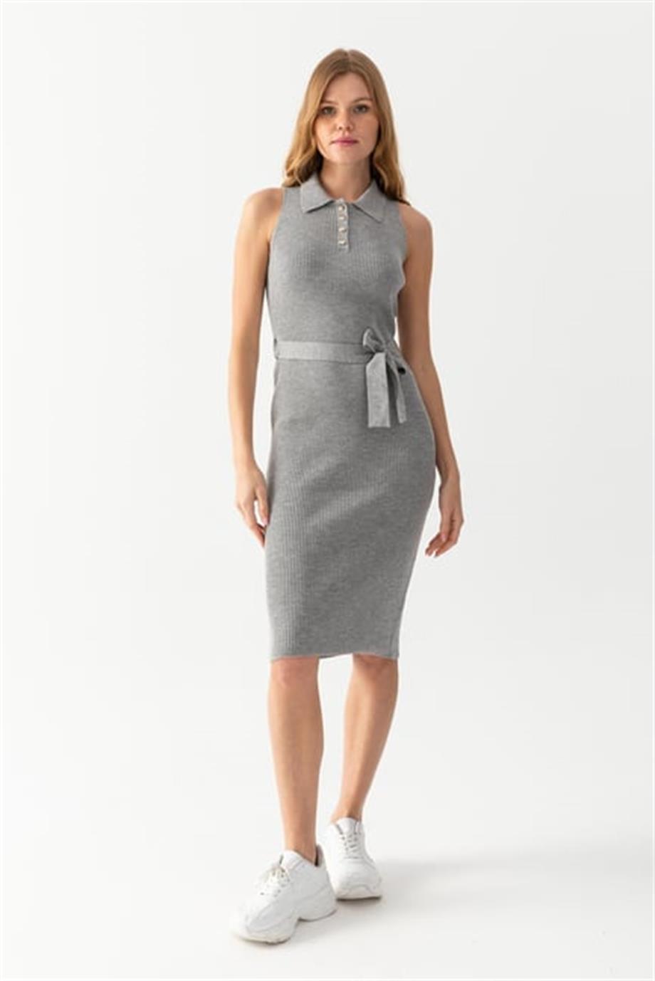 Polo Yaka Kolsuz Triko Elbise 8080