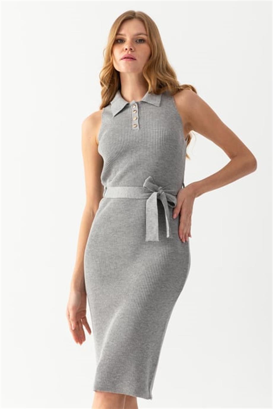 Polo Yaka Kolsuz Triko Elbise 8080