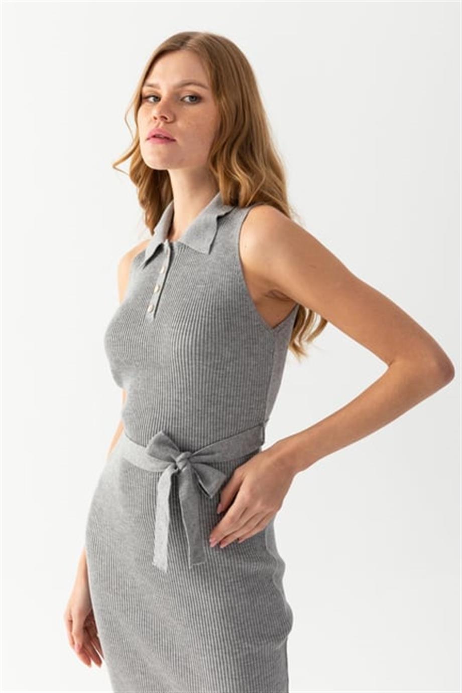 Polo Yaka Kolsuz Triko Elbise 8080