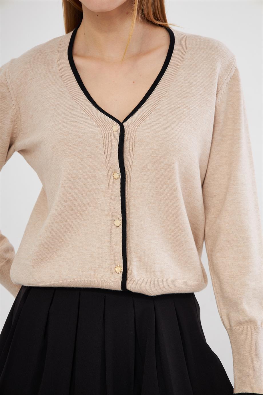 Şeritli Triko  Hırka 240912Hk