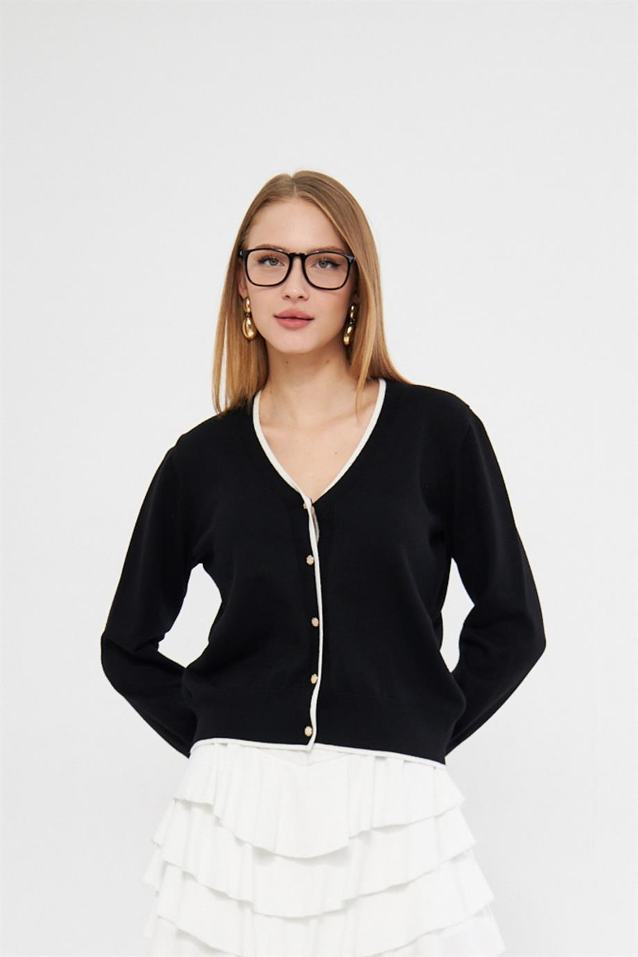 Şeritli Triko  Hırka 240912Hk