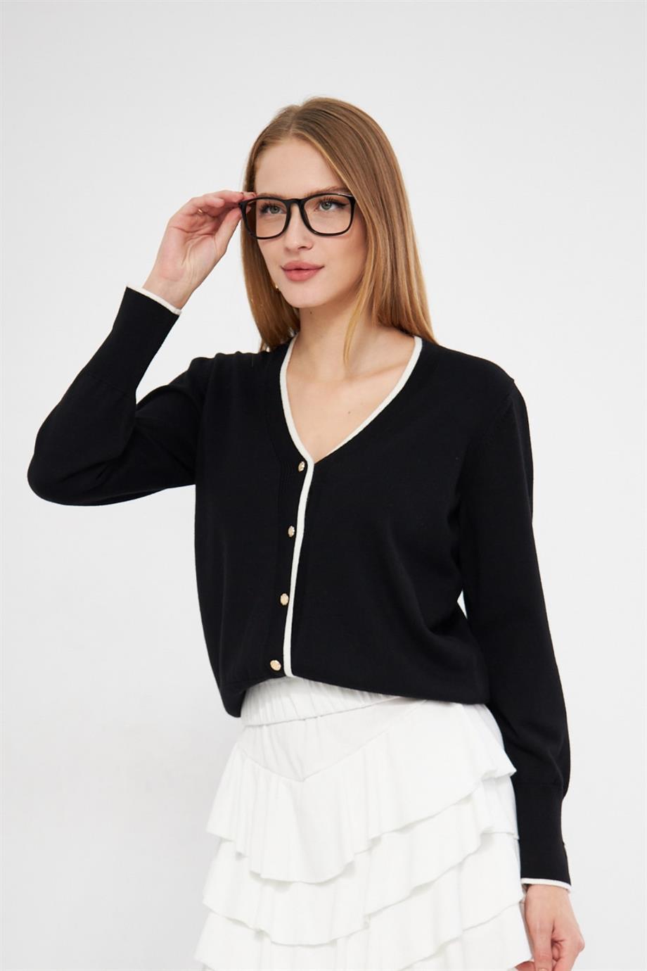 Şeritli Triko  Hırka 240912Hk