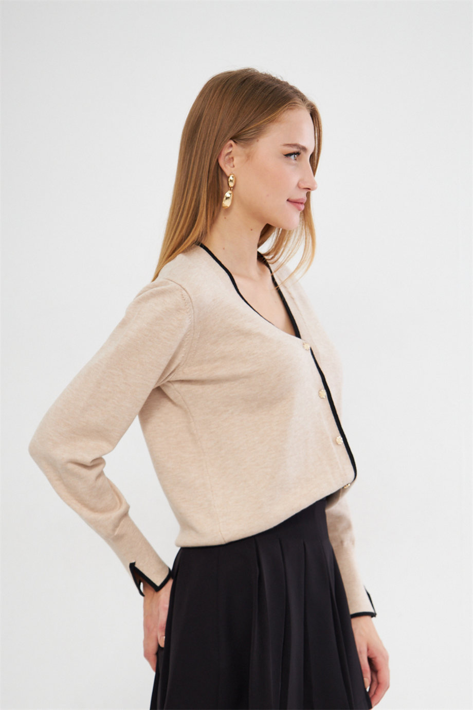 Şeritli Triko  Hırka 240912Hk