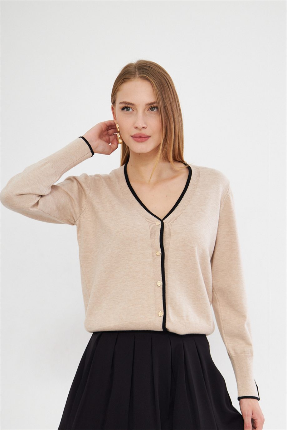 Şeritli Triko  Hırka 240912Hk