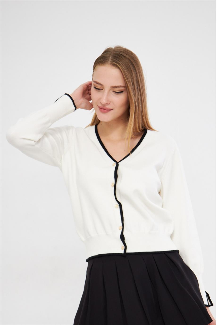 Şeritli Triko  Hırka 240912Hk