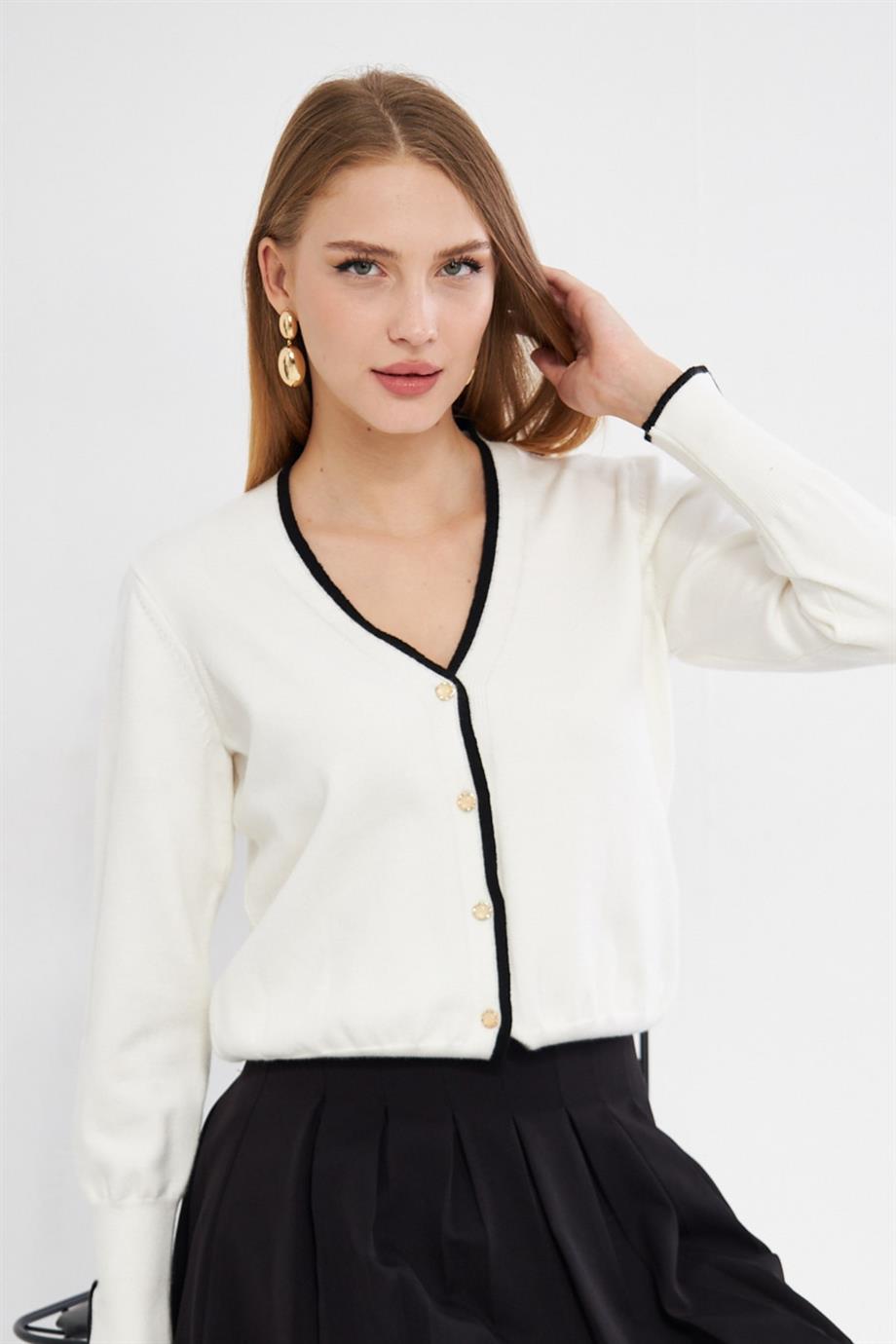 Şeritli Triko  Hırka 240912Hk