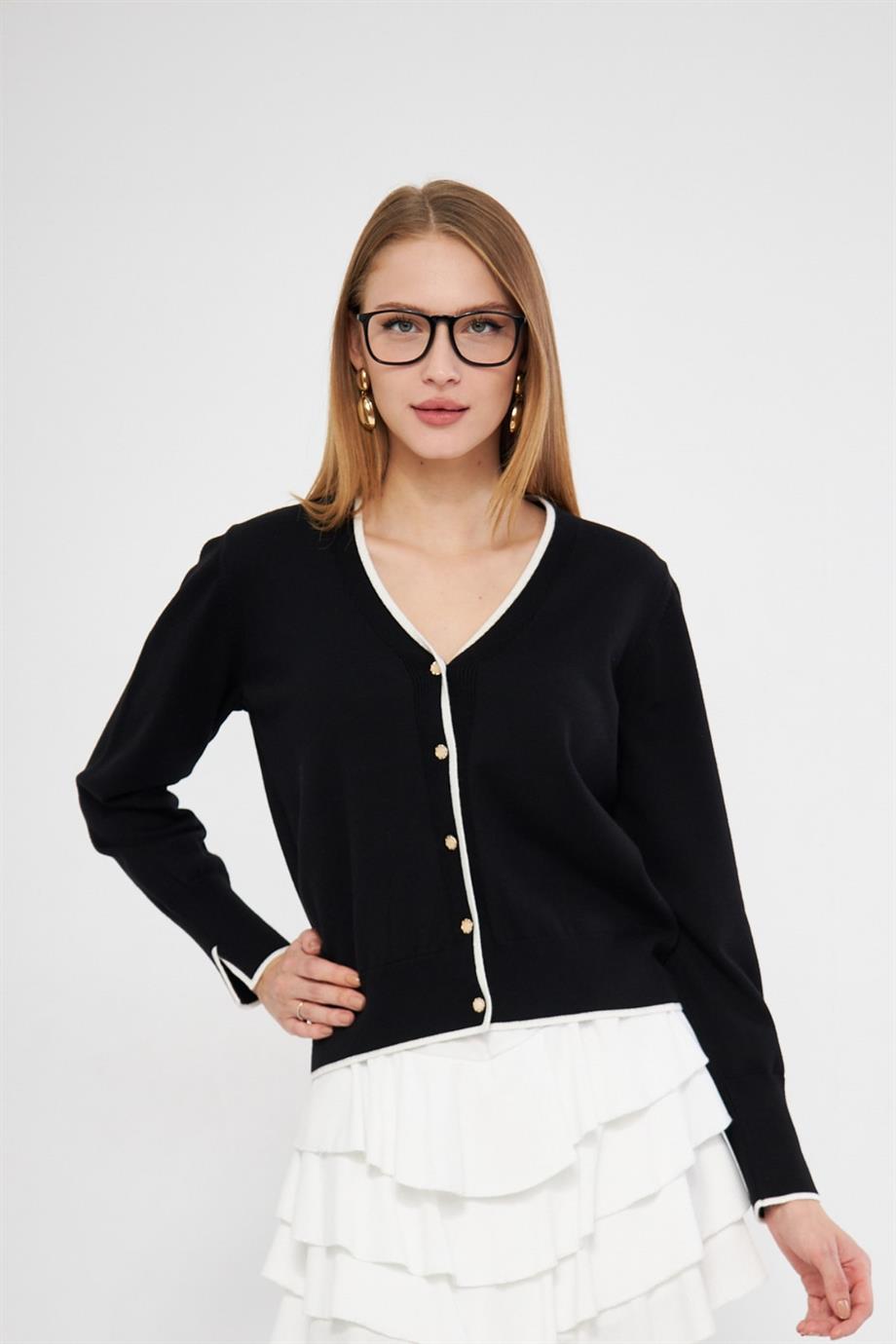 Şeritli Triko  Hırka 240912Hk