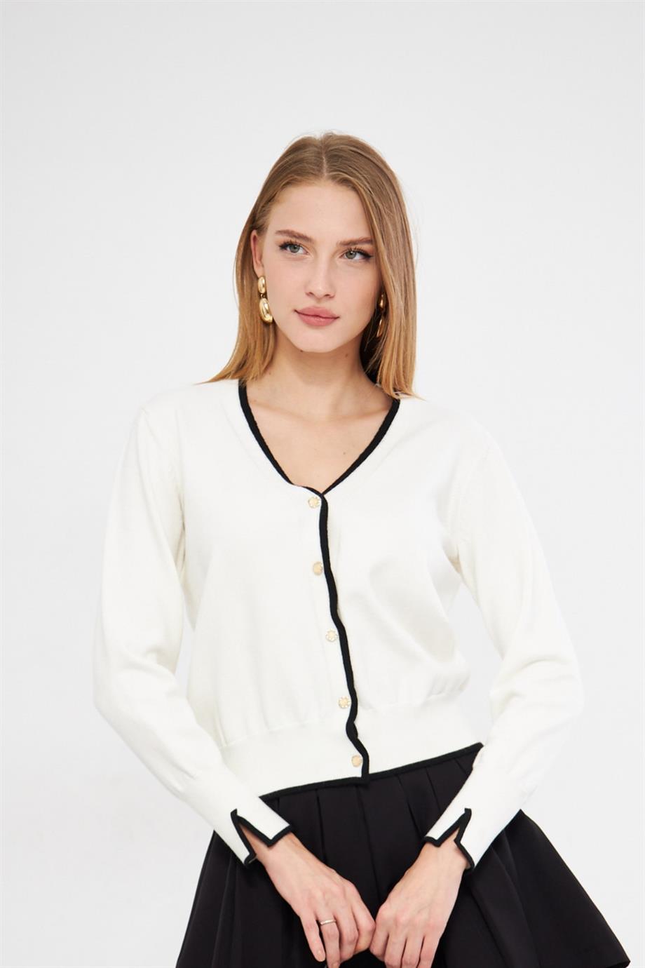 Şeritli Triko  Hırka 240912Hk