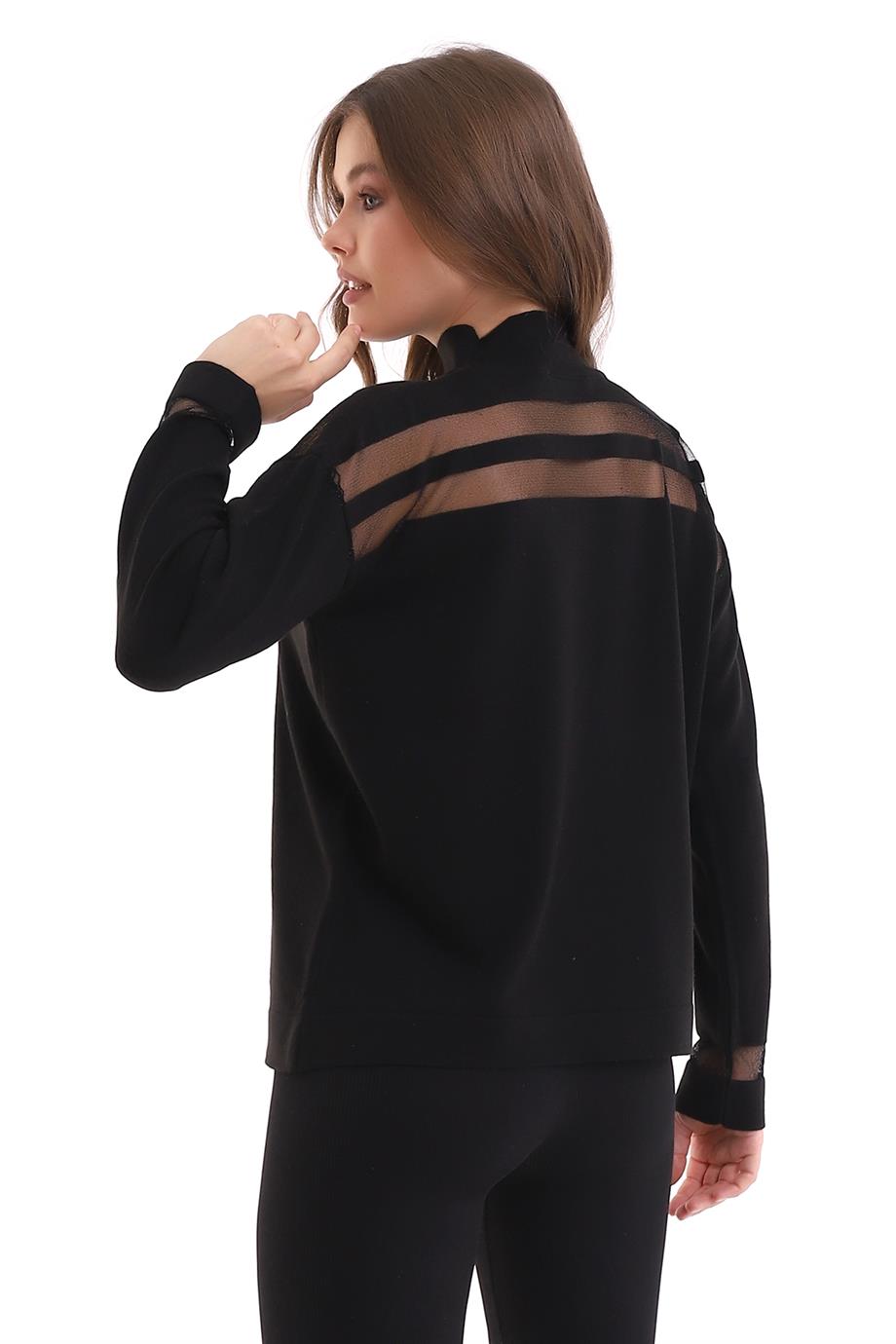 Transparan Çizgili Triko Kazak Triko Bluz 1107