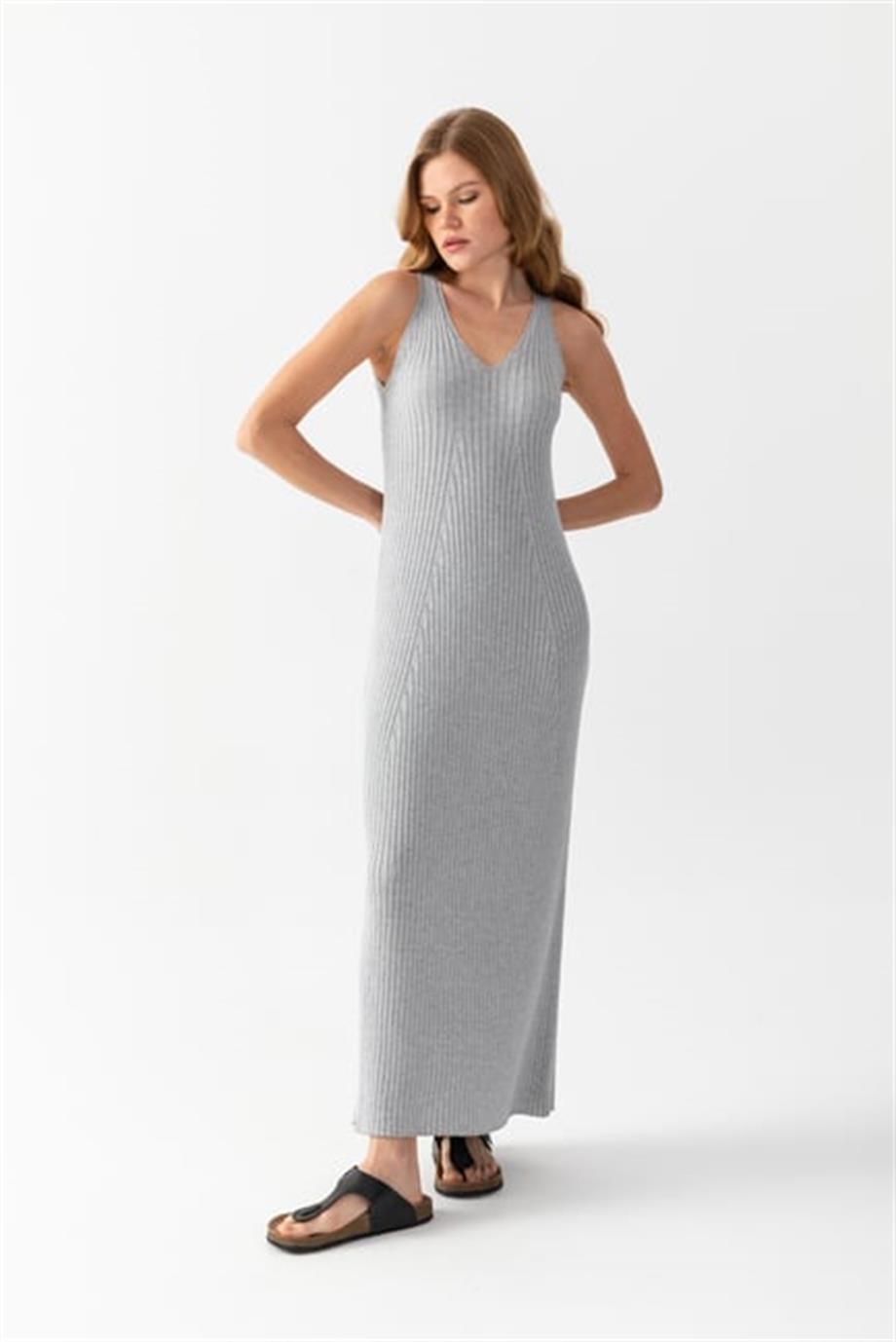 V Yaka Kolsuz Triko Elbise 171610