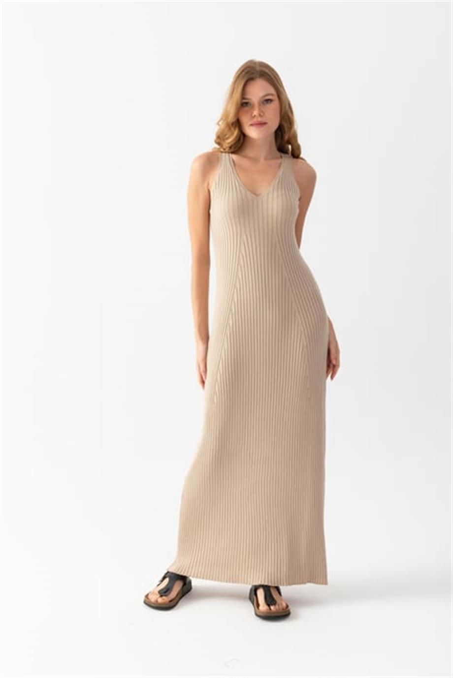 V Yaka Kolsuz Triko Elbise 171610