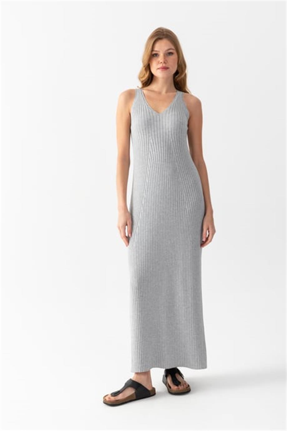 V Yaka Kolsuz Triko Elbise 171610