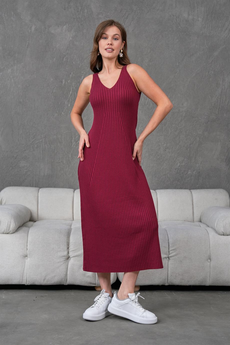 V Yaka Kolsuz Triko Elbise 171610