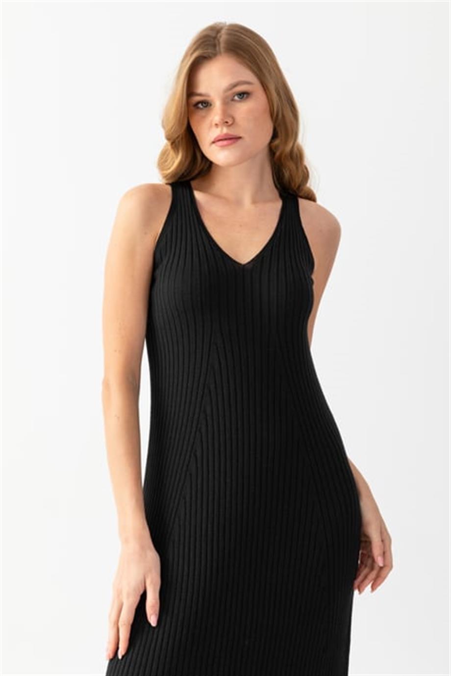 V Yaka Kolsuz Triko Elbise 171610