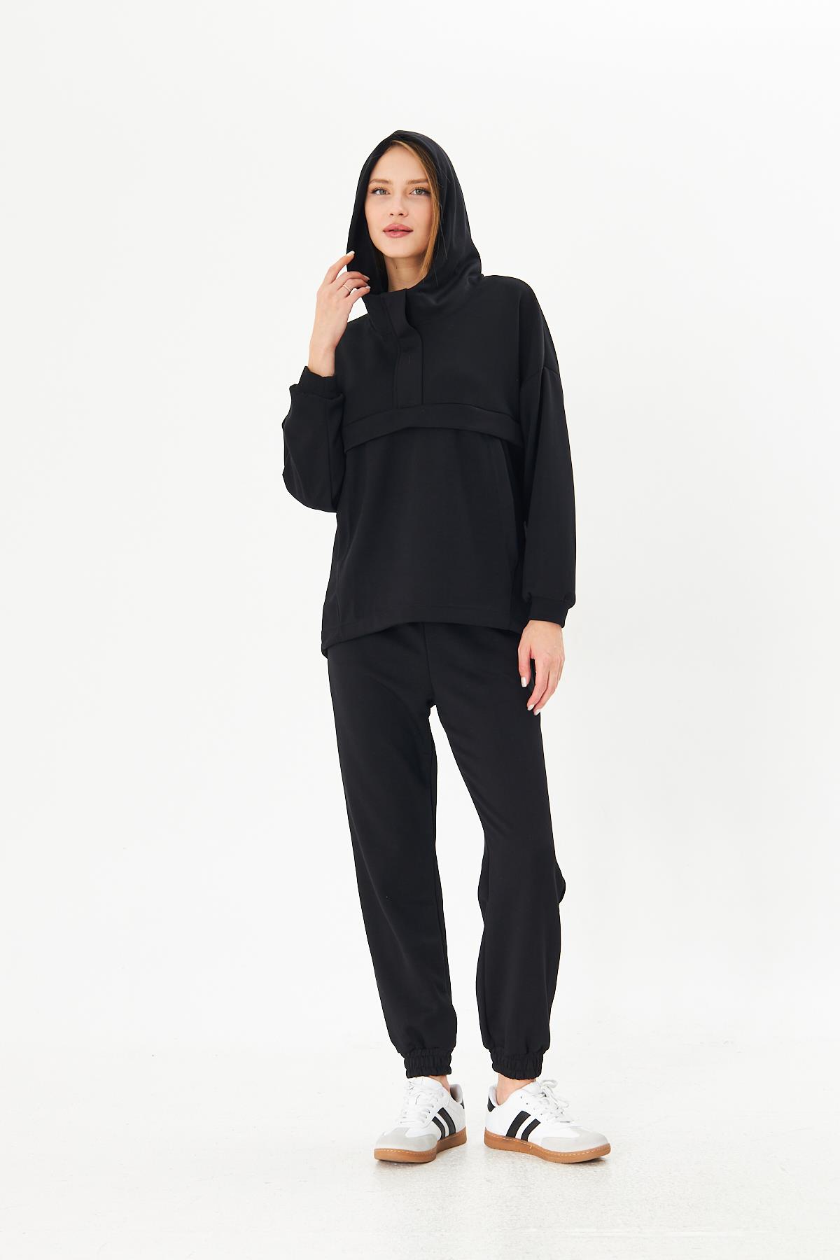 Kadın Oversize Kapşonlu Alt Üst Eşofman Takımı 12807