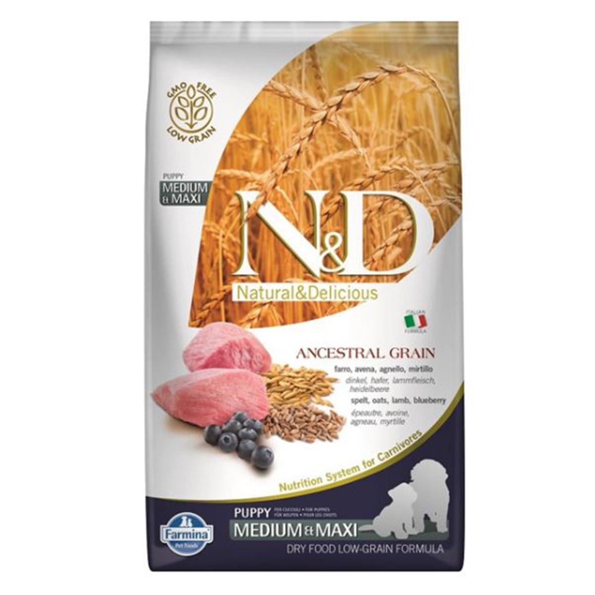 AÇIK N&D DÜŞÜK TAHIL KUZU YABAN M. ORTA VE BÜYÜK IRK YAVRU KÖPEK MAMASI 1 KG3727