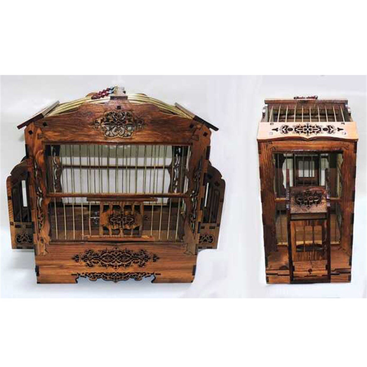 AHŞAP KAFES OYMALI LÜKS BOMBELİ (17X41X35 CM)KF350