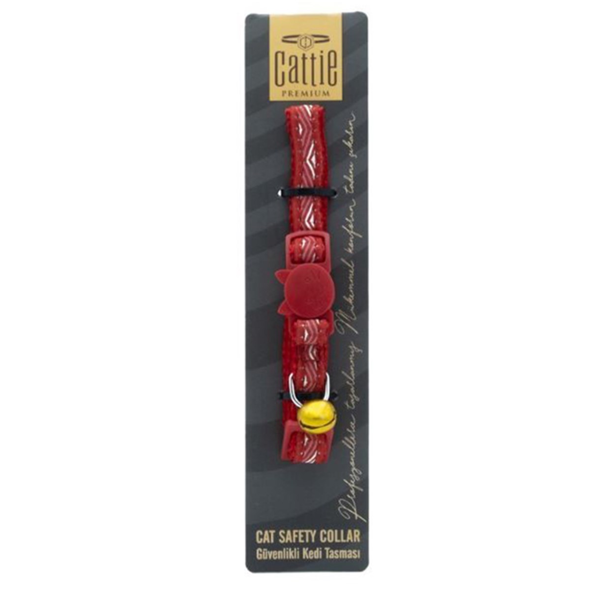 CATTİE DESENLİ KEDİ BOYUN TASMASI KIRMIZI 1X15-25CM8680782130076
