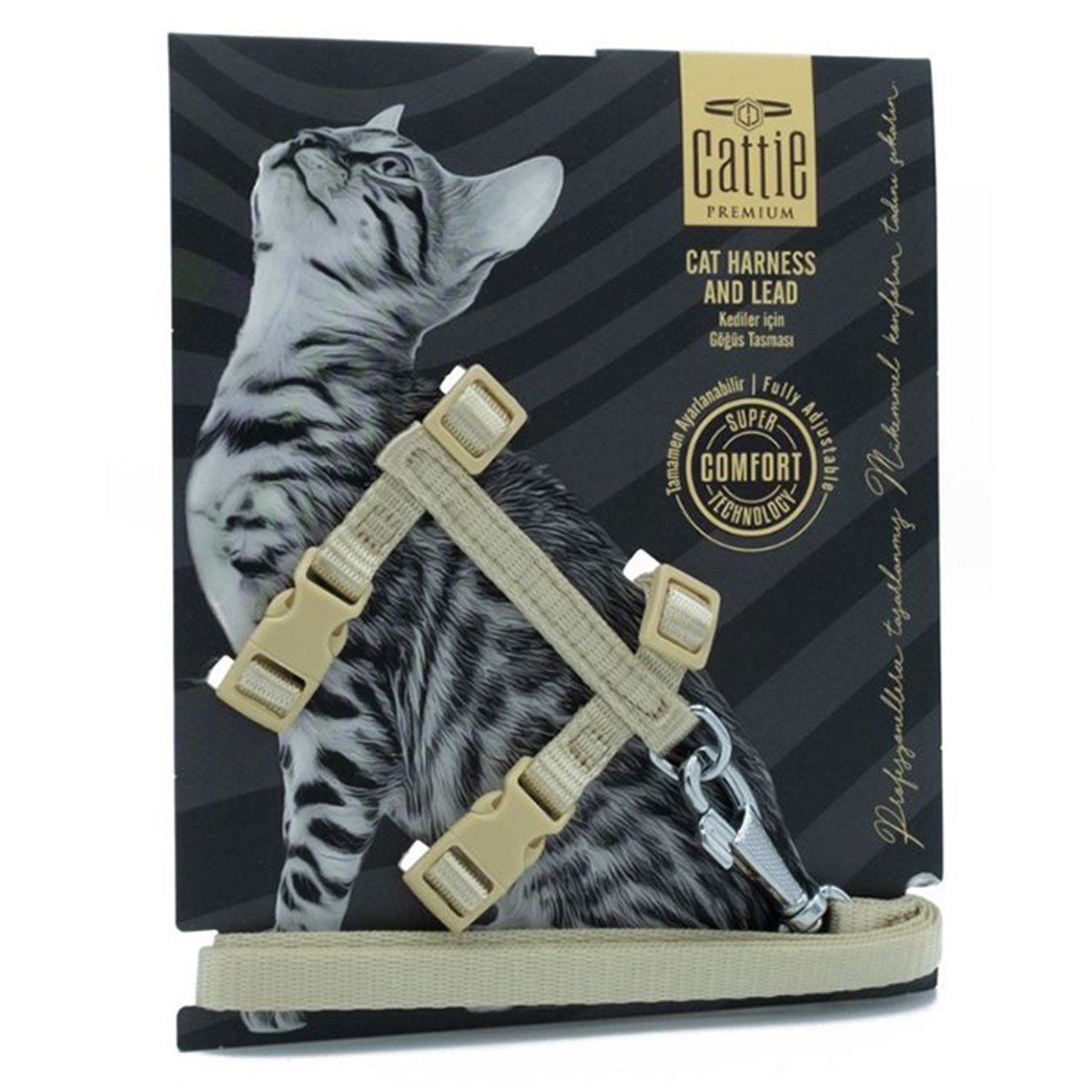 CATTİE KEDİ GÖĞÜS & GEZDİRME TAKIMI HAKİ 1X25-40CM8680782132766