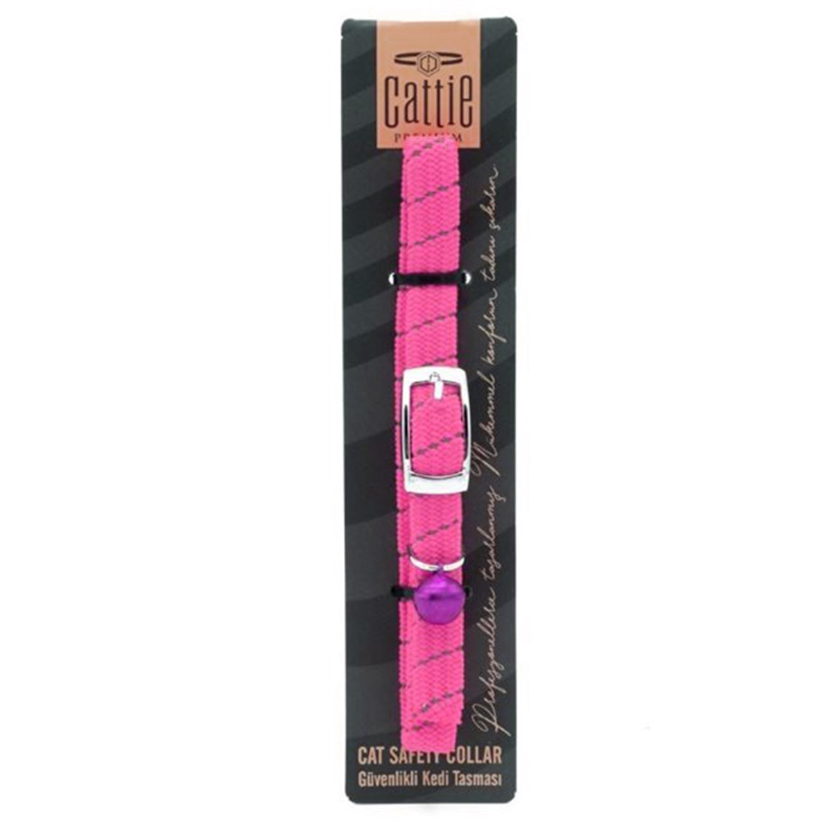 CATTİE LASTİKLİ KEDİ BOYUN TASMASI PEMBE 1X20-30CM8680782130441