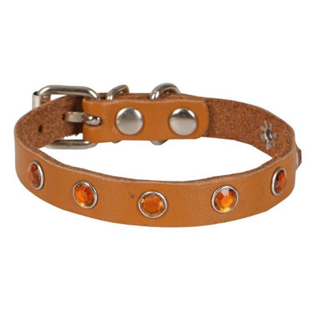 CATTİE TAŞLI DERİ KEDİ TASMASI KAMEL 1X20-23CM