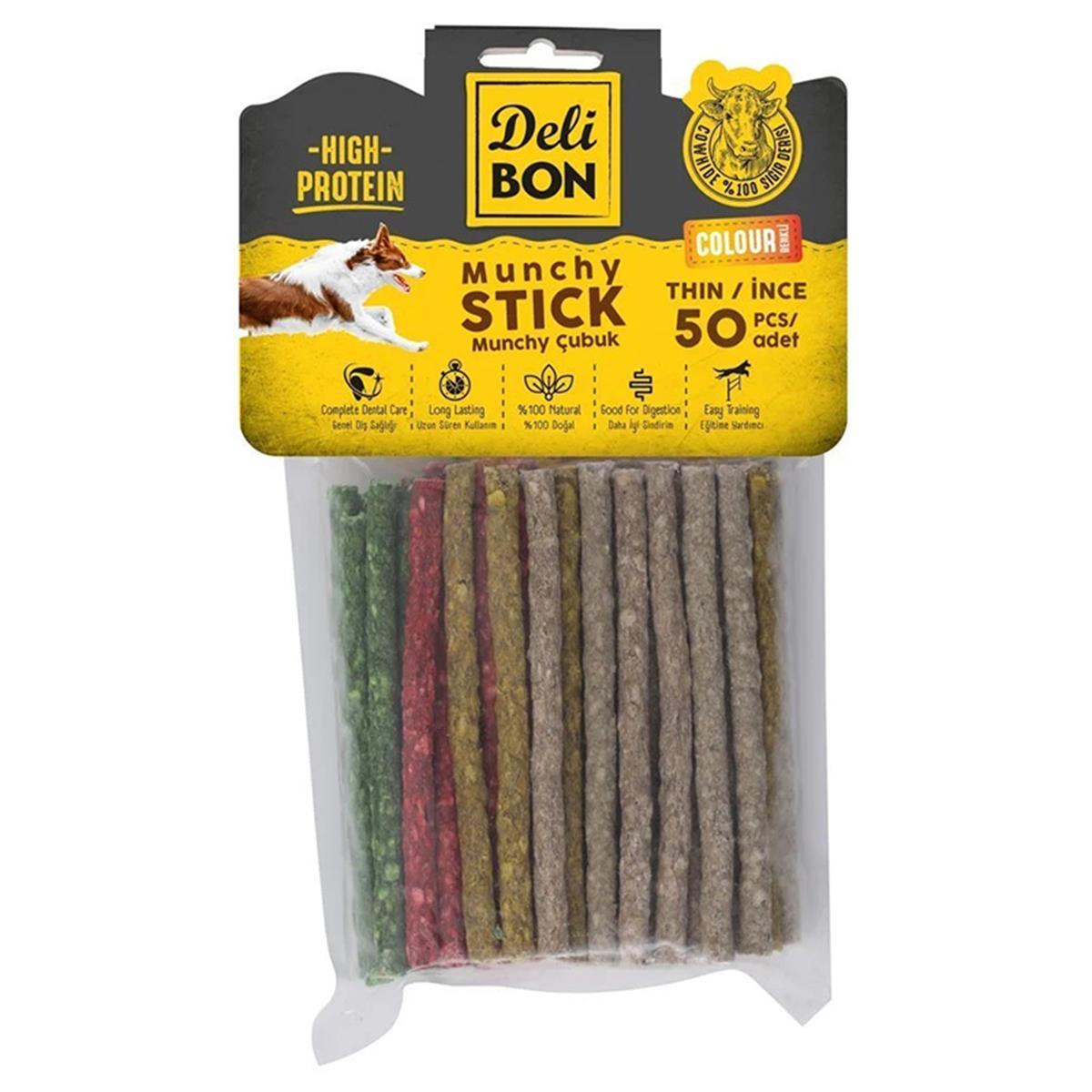 DELİBON DERİ MUNCHY ÇUBUK İNCE BOY 50 Lİ PAKET KARIŞIK RENK KARIŞIKRENK İNCEX50AD.8680782131264