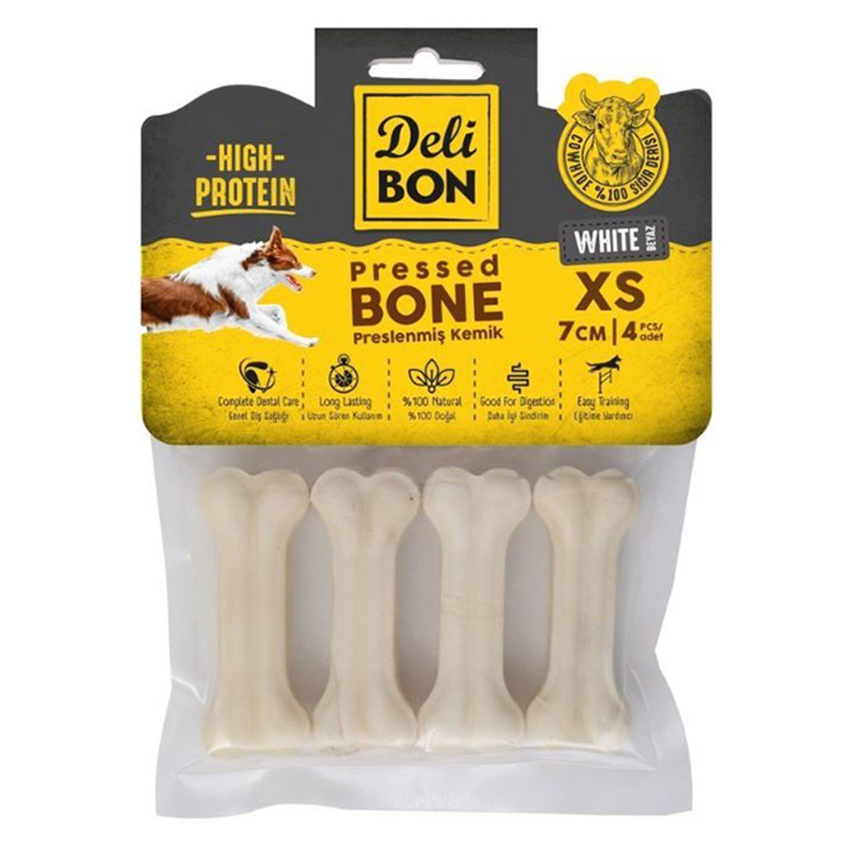 DERİ PRES KEMİK 7CM XS BOY 4LÜ PAKET BEYAZ BEYAZ 7CMX4AD.8680782160011