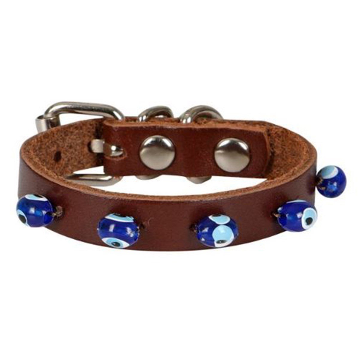 CATTİE BONCUKLU DERİ KEDİ TASMASI KAHVE 1X16-20CM