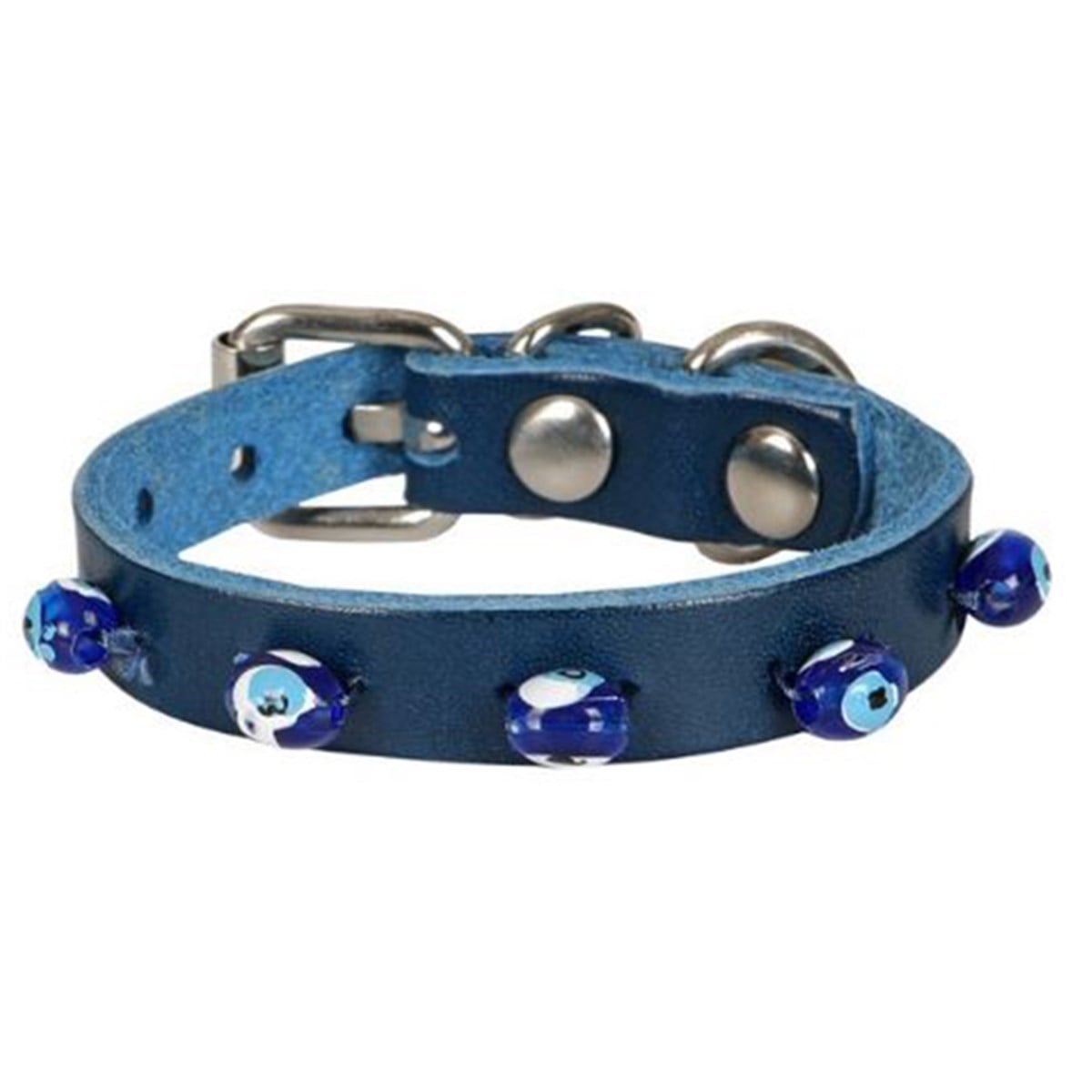 CATTİE BONCUKLU DERİ KEDİ TASMASI ROYALMAVİ 1X20-23CM