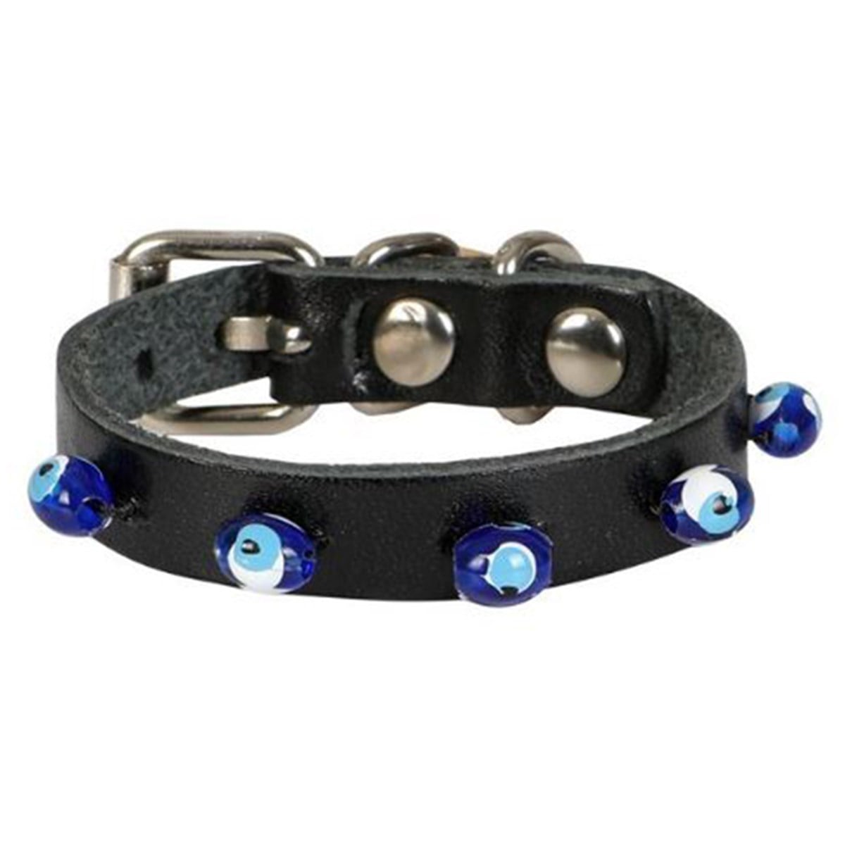 CATTİE BONCUKLU DERİ KEDİ TASMASI SİYAH 1,2X23-27CM