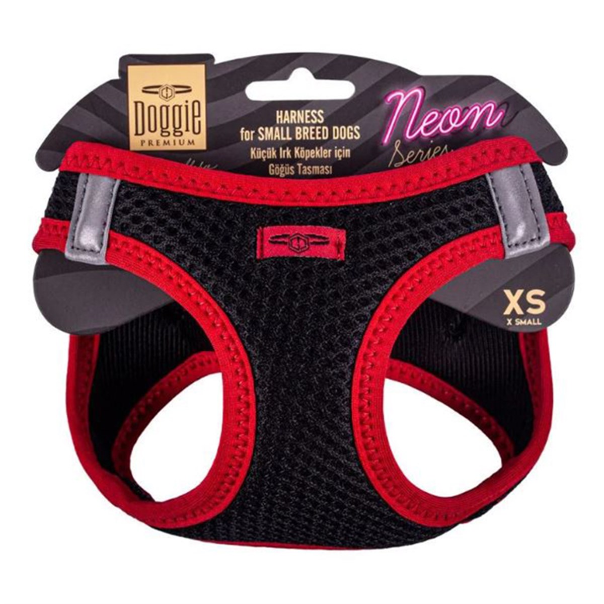 DOGGİE HAVALI DOKUMA NEON SERİSİ KÜÇÜK IRK GÖĞÜS TASMASI KIRMIZI XS-30-34CM8680782197260