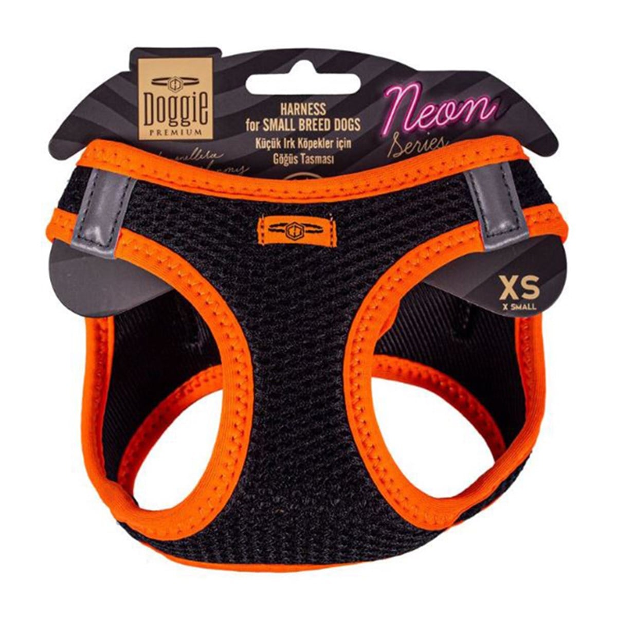 DOGGİE HAVALI DOKUMA NEON SERİSİ KÜÇÜK IRK GÖĞÜS TASMASI TURUNCU XS-30-34CM8680782197284