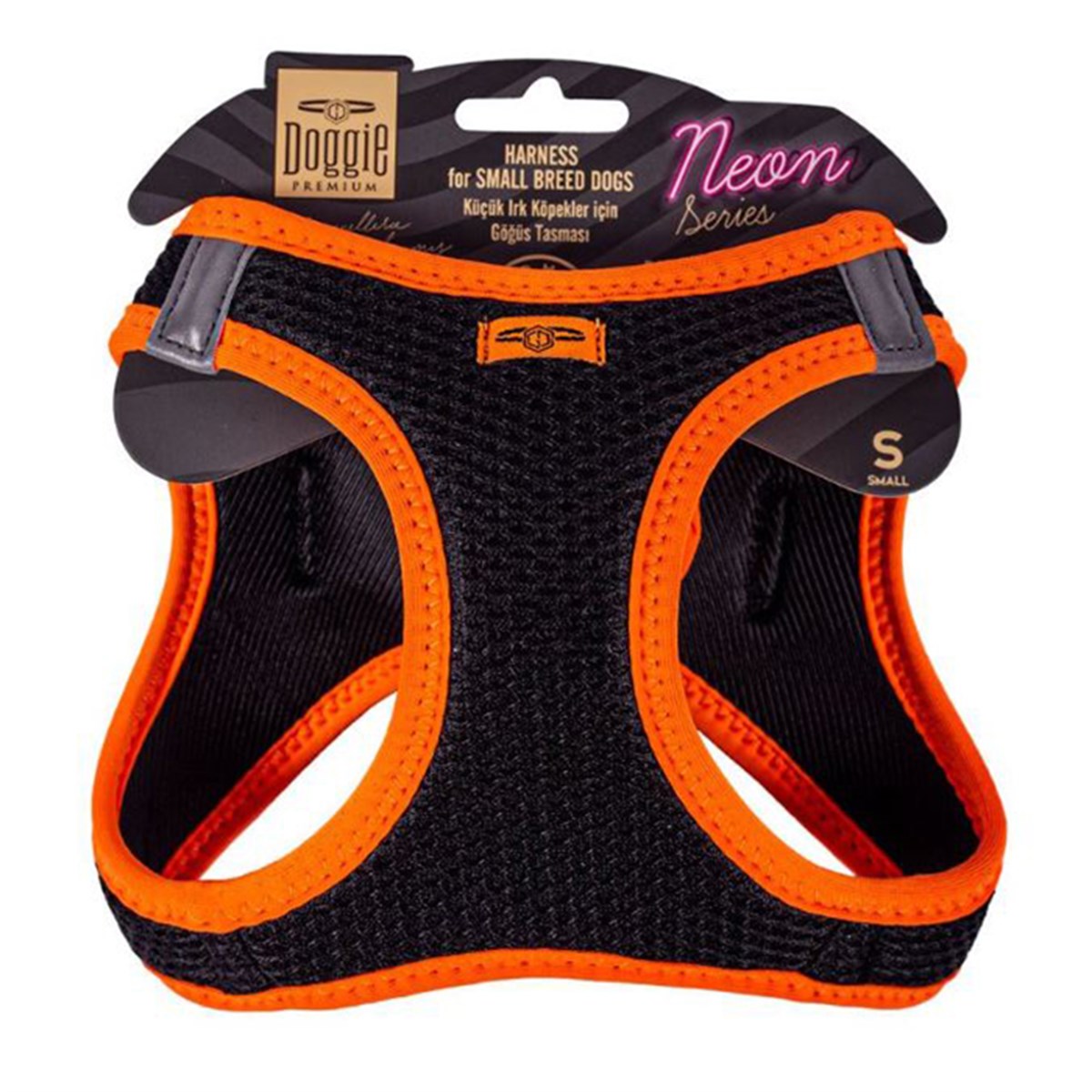 DOGGİE HAVALI DOKUMA NEON SERİSİ KÜÇÜK IRK GÖĞÜS TASMASI TURUNCU S-32-38CM8680782197338
