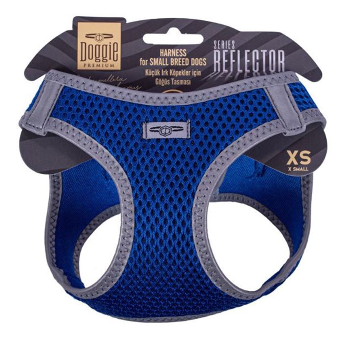 DOGGİE HAVALI DOKUMA REFLEKTÖR SERİSİ KÜÇÜK IRK GÖĞÜS TASMASI MAVİ XS-30-34CM8680782197628
