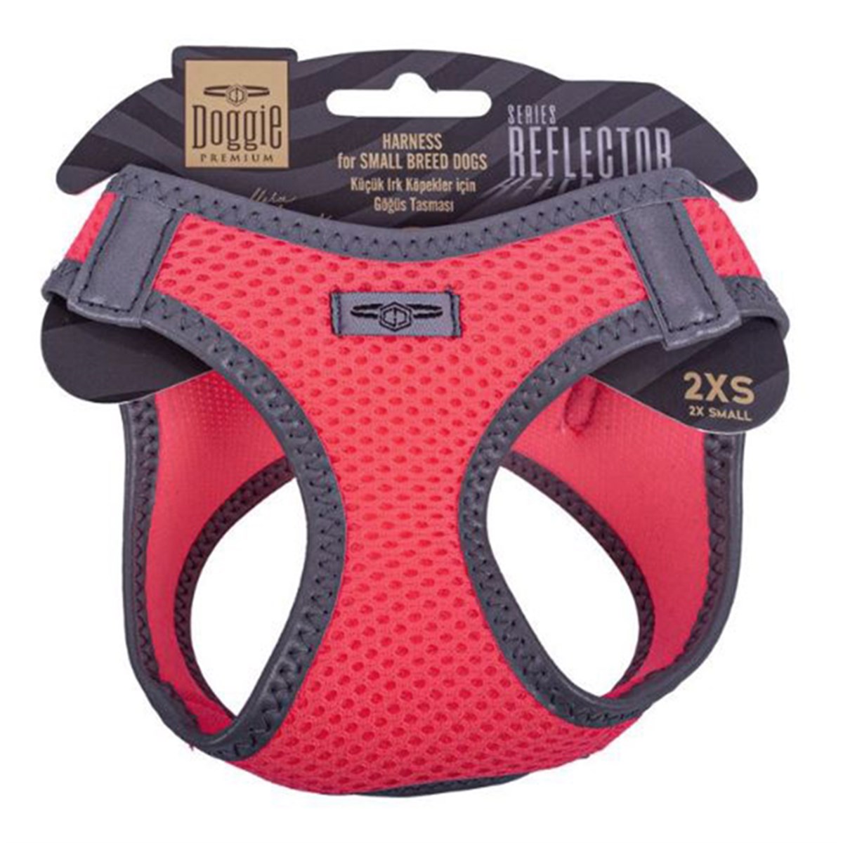 DOGGİE HAVALI DOKUMA REFLEKTÖR SERİSİ KÜÇÜK IRK GÖĞÜS TASMASI PEMBE 2XS-26-30CM8680782197574