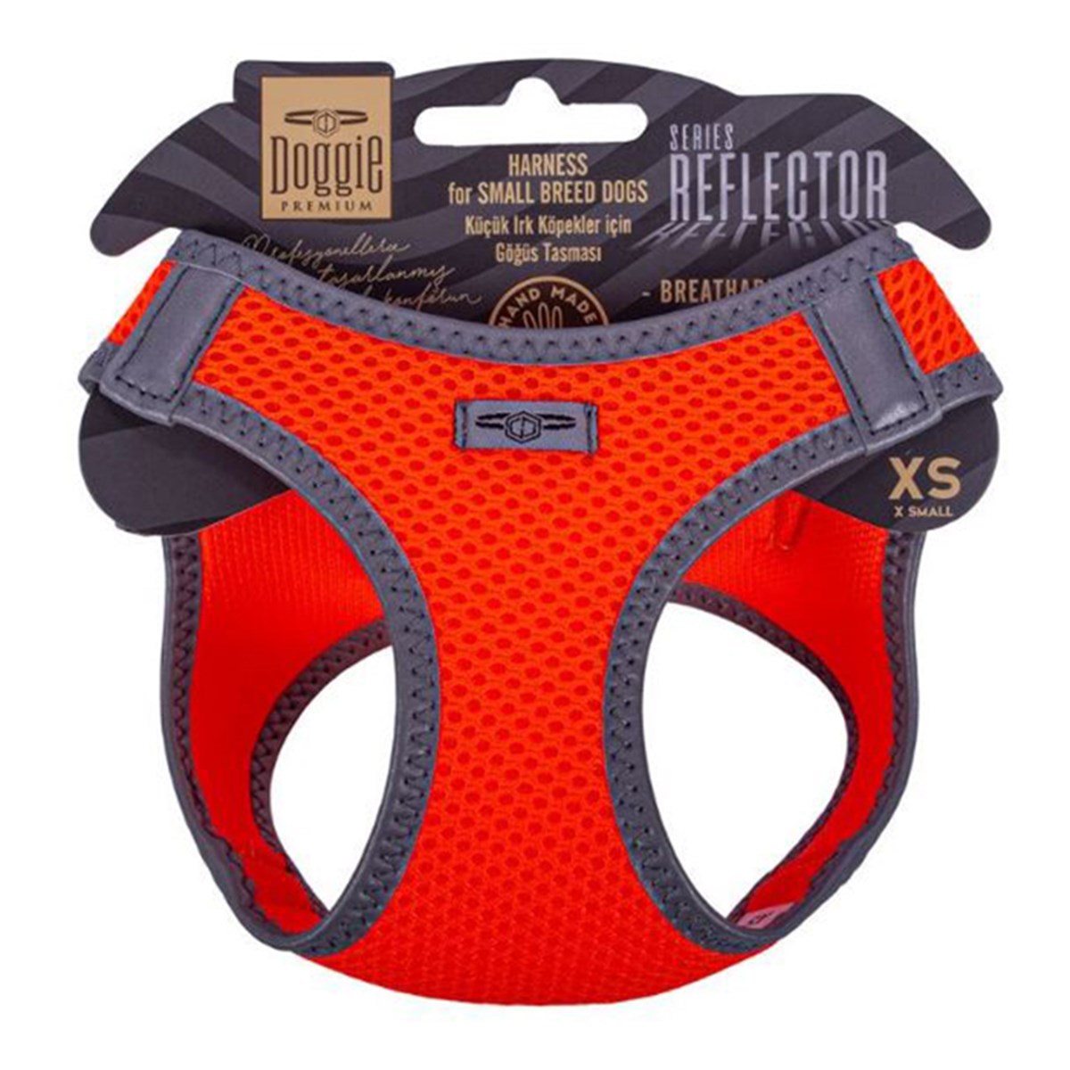 DOGGİE HAVALI DOKUMA REFLEKTÖR SERİSİ KÜÇÜK IRK GÖĞÜS TASMASI TURUNCU XS-30-34CM8680782197635