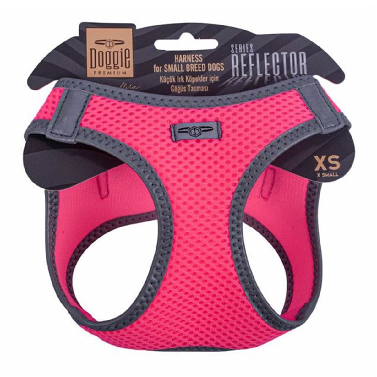 DOGGİE HAVALI DOKUMA REFLEKTÖR SERİSİ KÜÇÜK IRK GÖĞÜS TASMASI PEMBE XS-30-34CM8680782197642