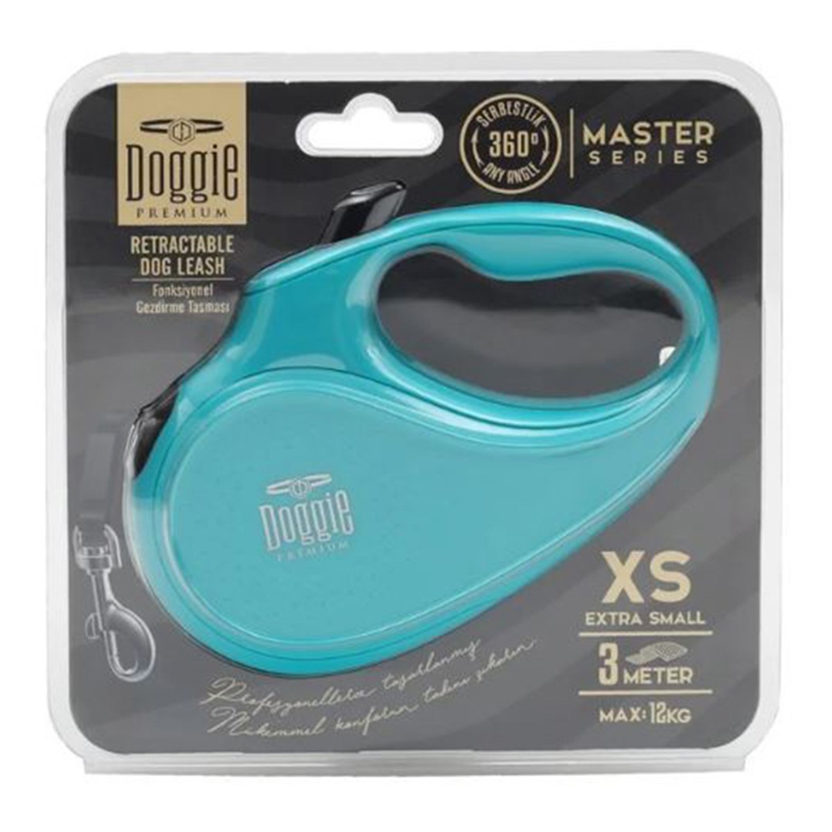 DOGGİE OTOMATİK UZATMA TASMASI MASTER SERİ MAVİ 12KG/3MT8680782170065