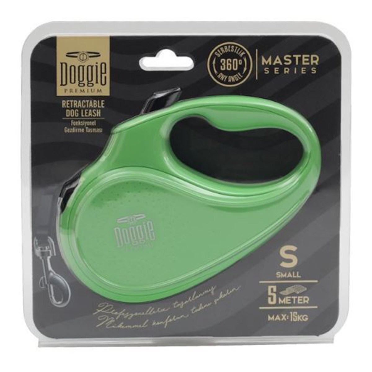 DOGGİE OTOMATİK UZATMA TASMASI MASTER SERİ YEŞİL 15KG/5MT8680782170119