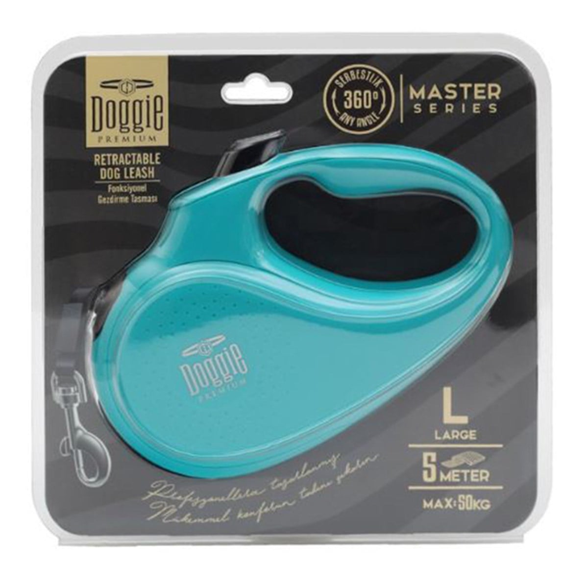 DOGGİE OTOMATİK UZATMA TASMASI MASTER SERİ MAVİ 50KG/5MT8680782170249