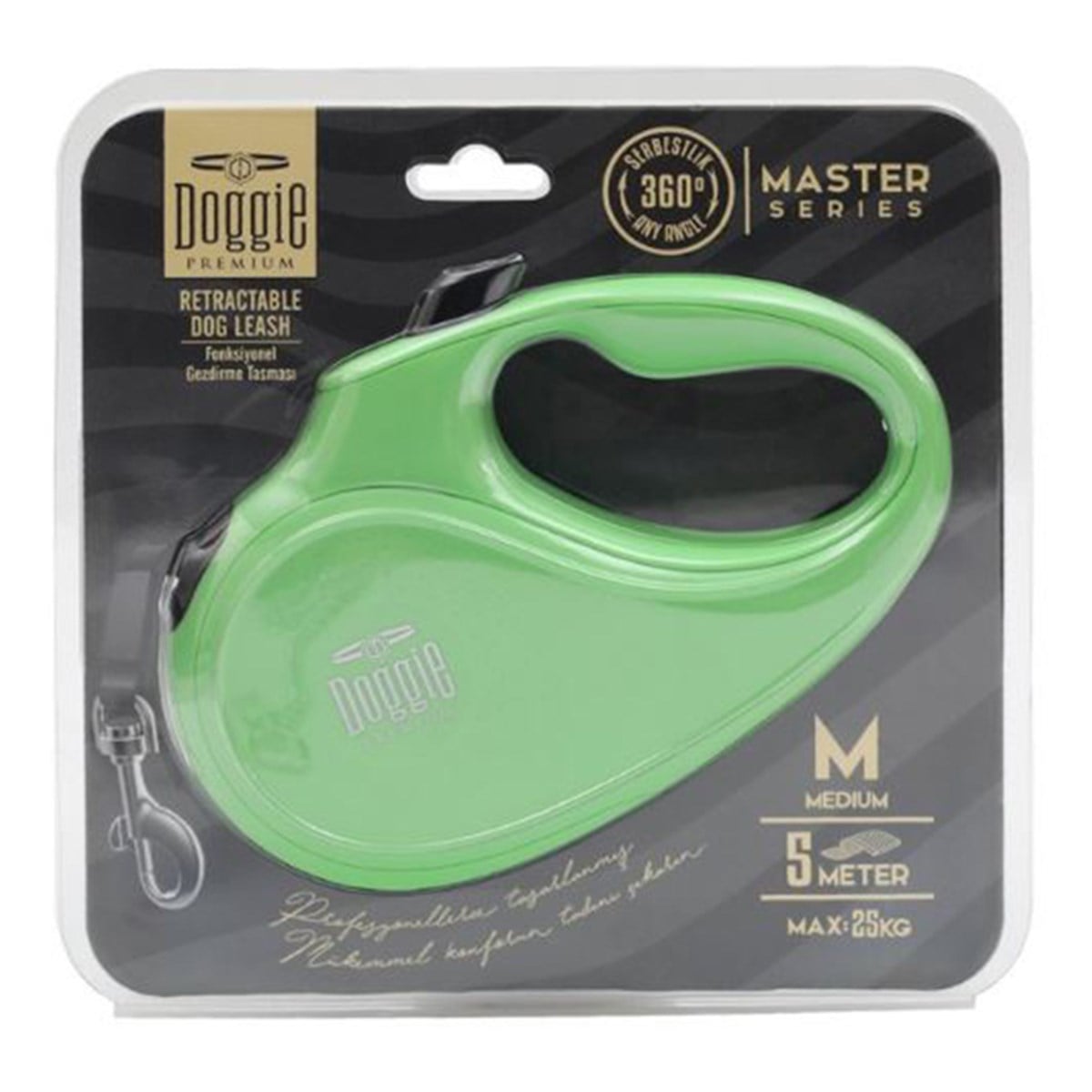 DOGGİE OTOMATİK UZATMA TASMASI MASTER SERİ YEŞİL 25KG/5MT8680782170171