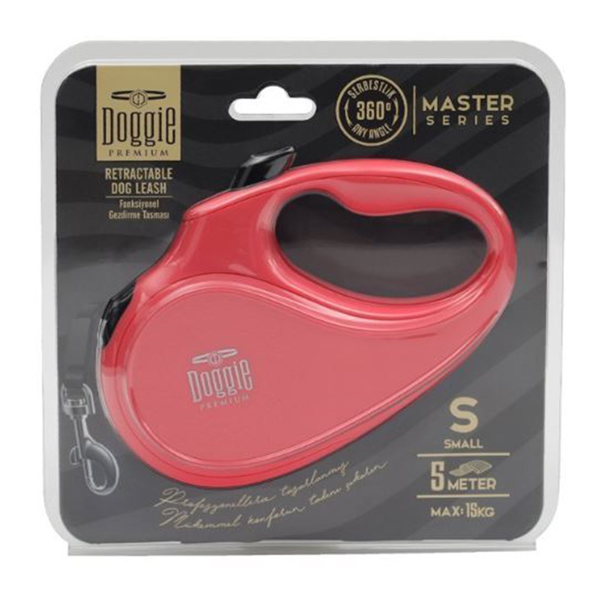 DOGGİE OTOMATİK UZATMA TASMASI MASTER SERİ PEMBE 15KG/5MT8680782170102
