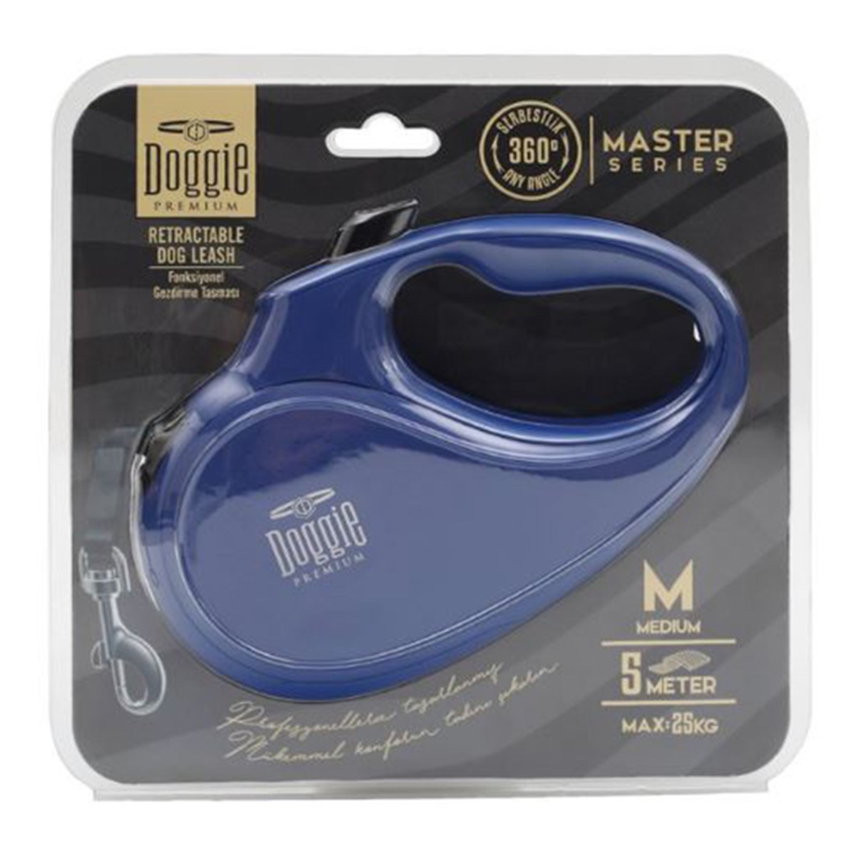 DOGGİE OTOMATİK UZATMA TASMASI MASTER SERİ ROYAL MAVİ 25KG/5MT8680782170140