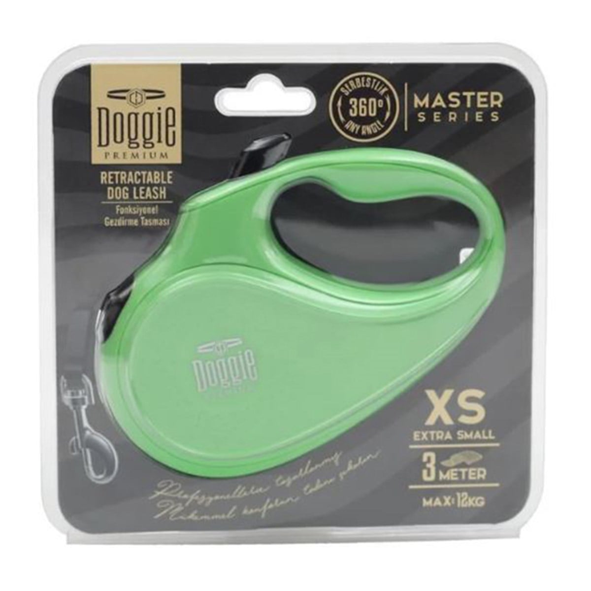 DOGGİE OTOMATİK UZATMA TASMASI MASTER SERİ YEŞİL 12KG/3MT8680782170058