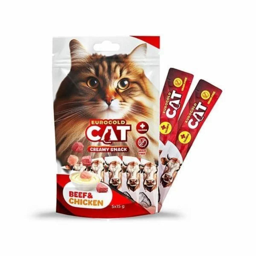 EUROGOLD CAT SIVI KEDİ ÖDÜLÜ TAVUK - CİĞER 5X15GR8681144151623